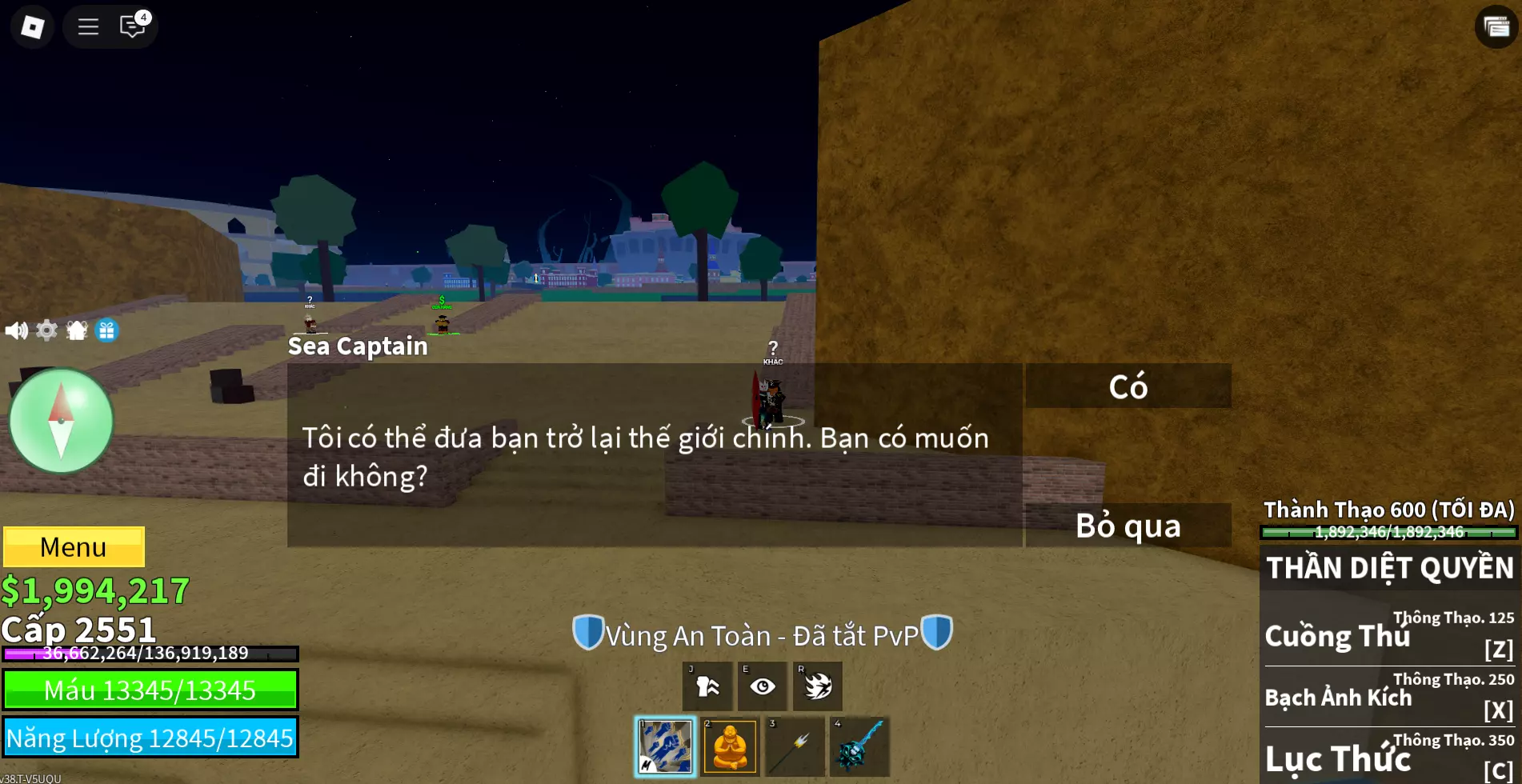 Vị Trí NPC về lại Sea 1